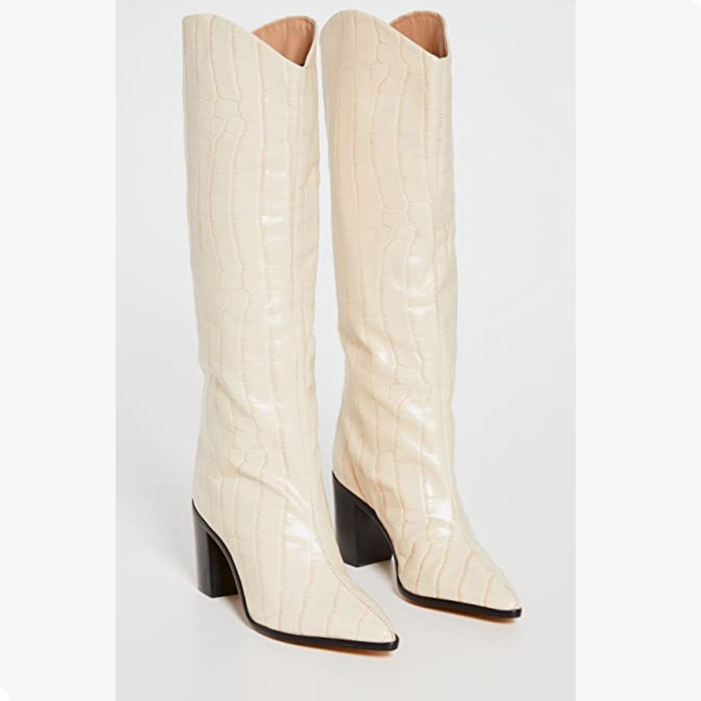 Cream Knee-High Boots